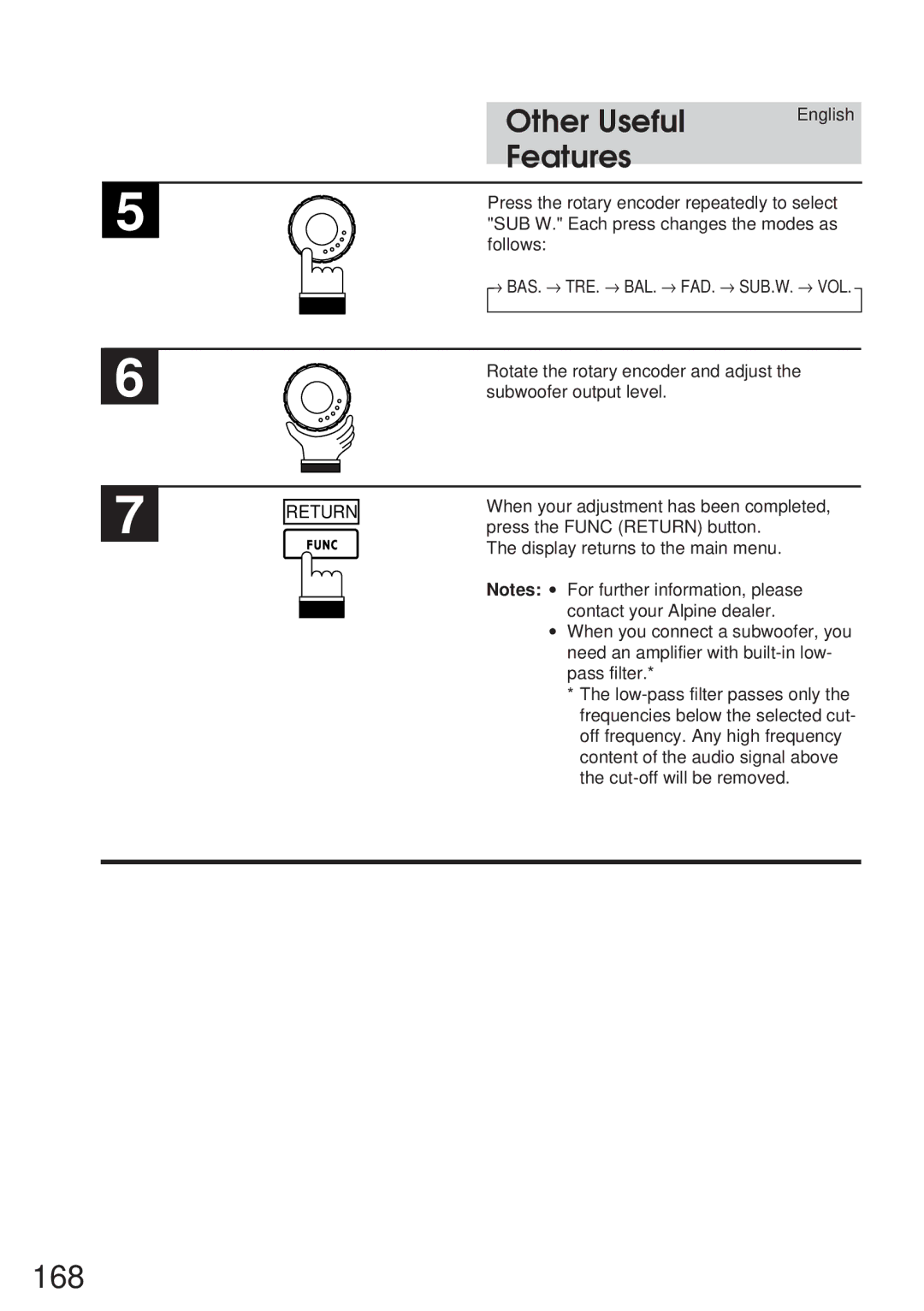 Alpine IVA-M700R, CVA-1005R owner manual 168, Features 