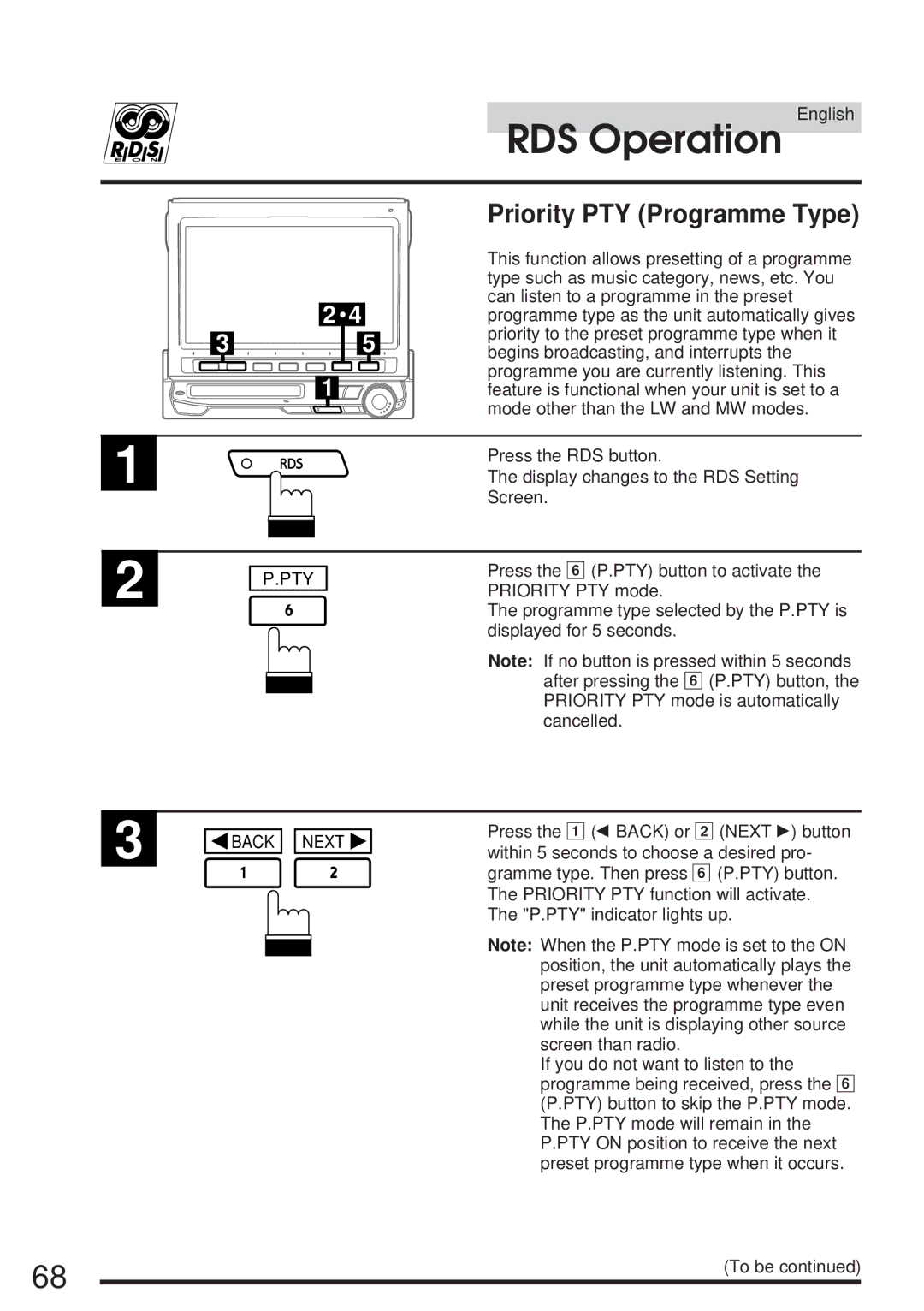 Alpine IVA-M700R, CVA-1005R owner manual Priority PTY Programme Type 