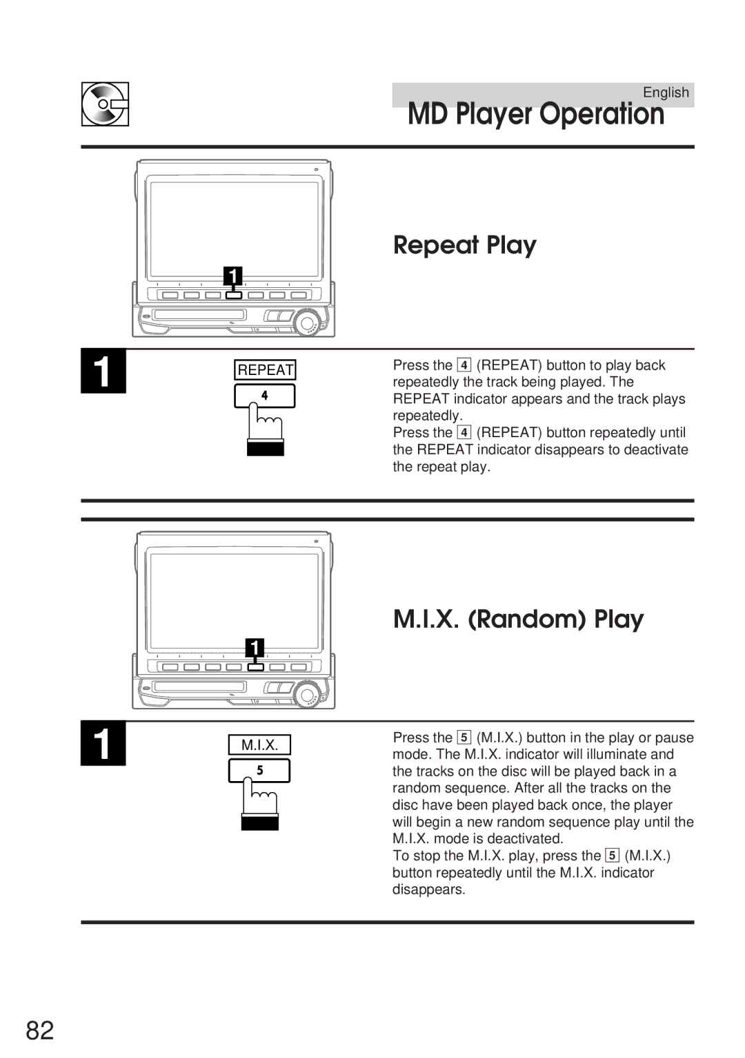 Alpine IVA-M700R, CVA-1005R owner manual Repeat Play, X. Random Play 