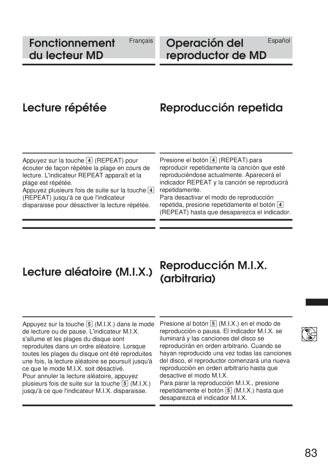 Alpine CVA-1005R, IVA-M700R owner manual Lecture aléatoire M.I.X. arbitrariaReproducción M.I.X 