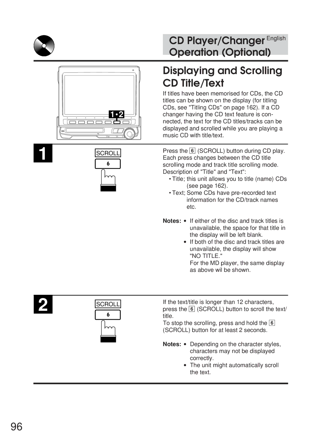 Alpine IVA-M700R, CVA-1005R owner manual If titles have been memorised for CDs, the CD 