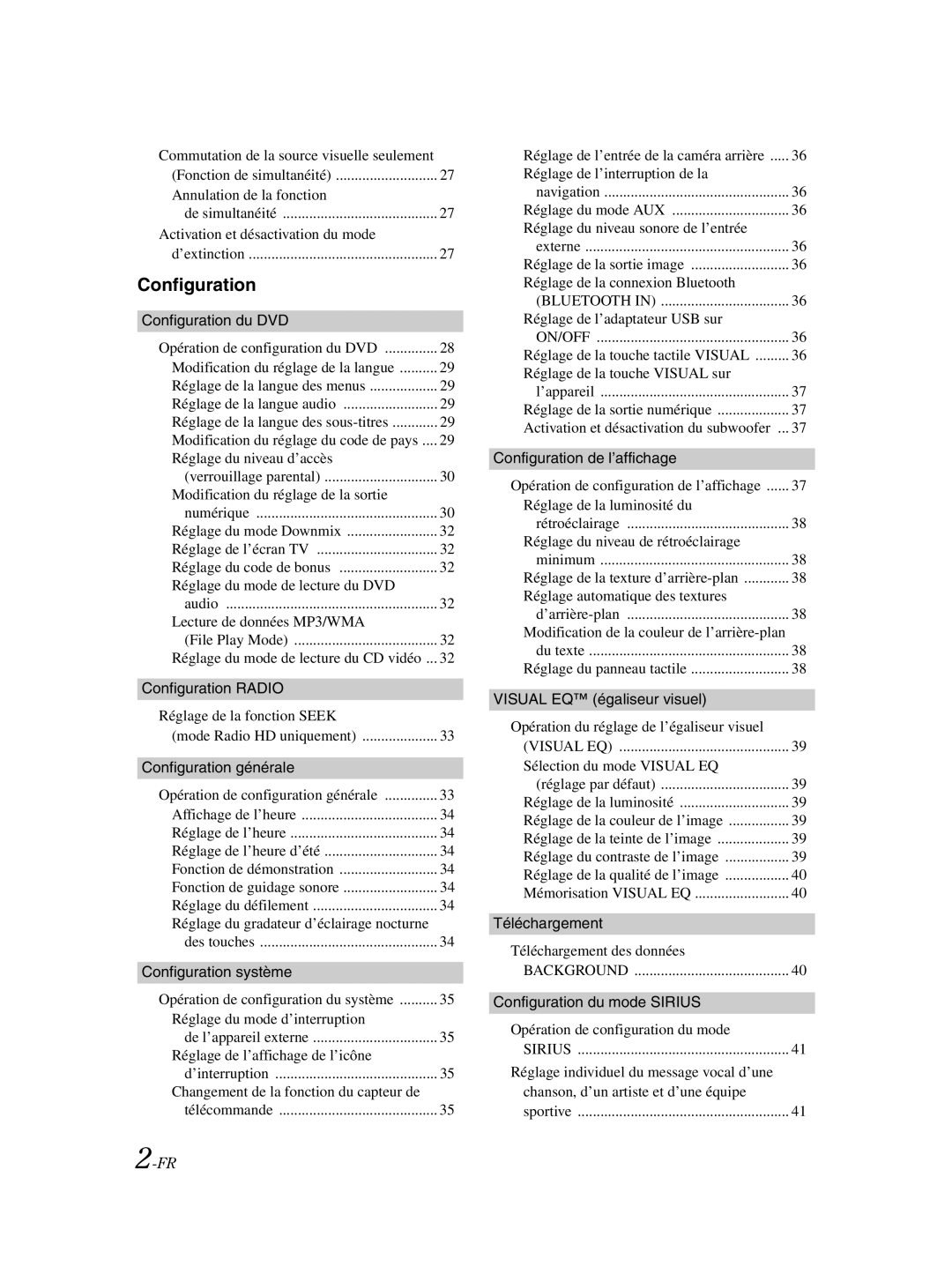 Alpine IVA-W203 owner manual Configuration du DVD 