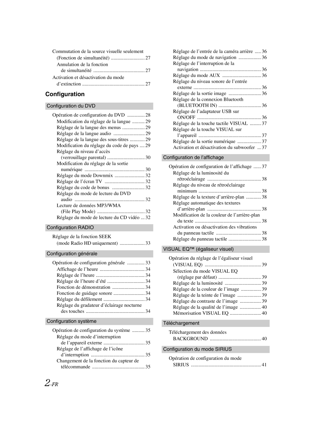 Alpine IVA-W205 owner manual Configuration du DVD 