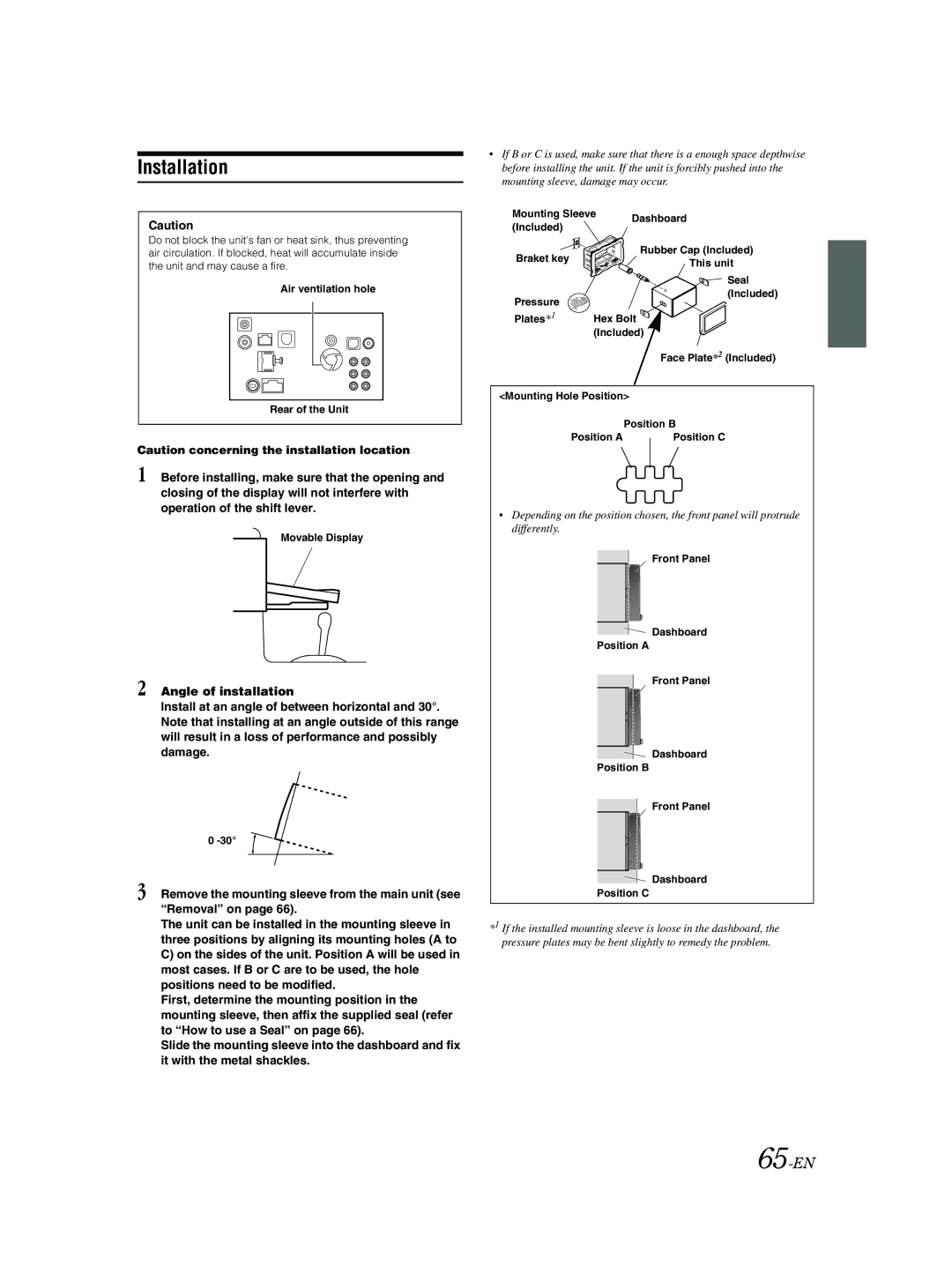 Alpine IVA-W205R, IVA-W202R owner manual Installation, 65-EN 