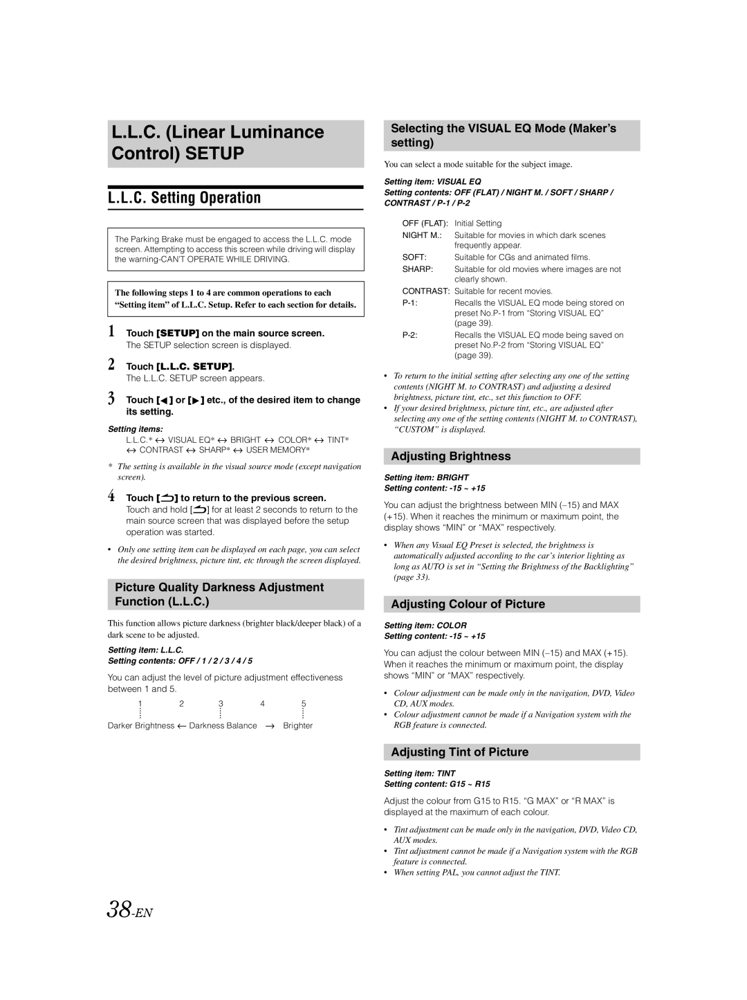 Alpine IVA-W502E owner manual C. Setting Operation 