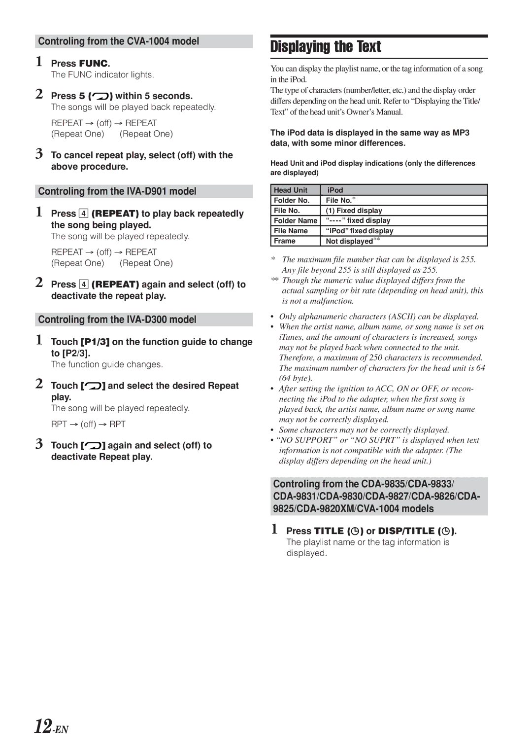 Alpine KCA-420i owner manual Displaying the Text, Touch P1/3 on the function guide to change to P2/3 