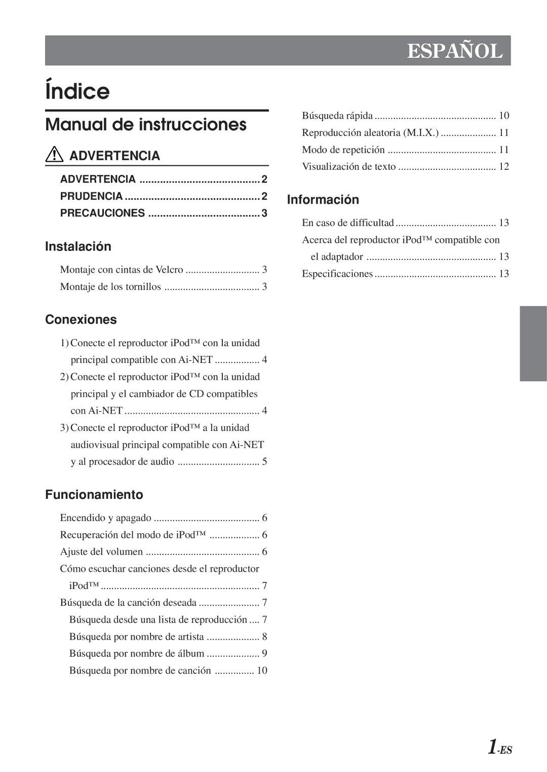 Alpine KCA-420i owner manual Manual de instrucciones, Instalación, Conexiones, Funcionamiento, Información 