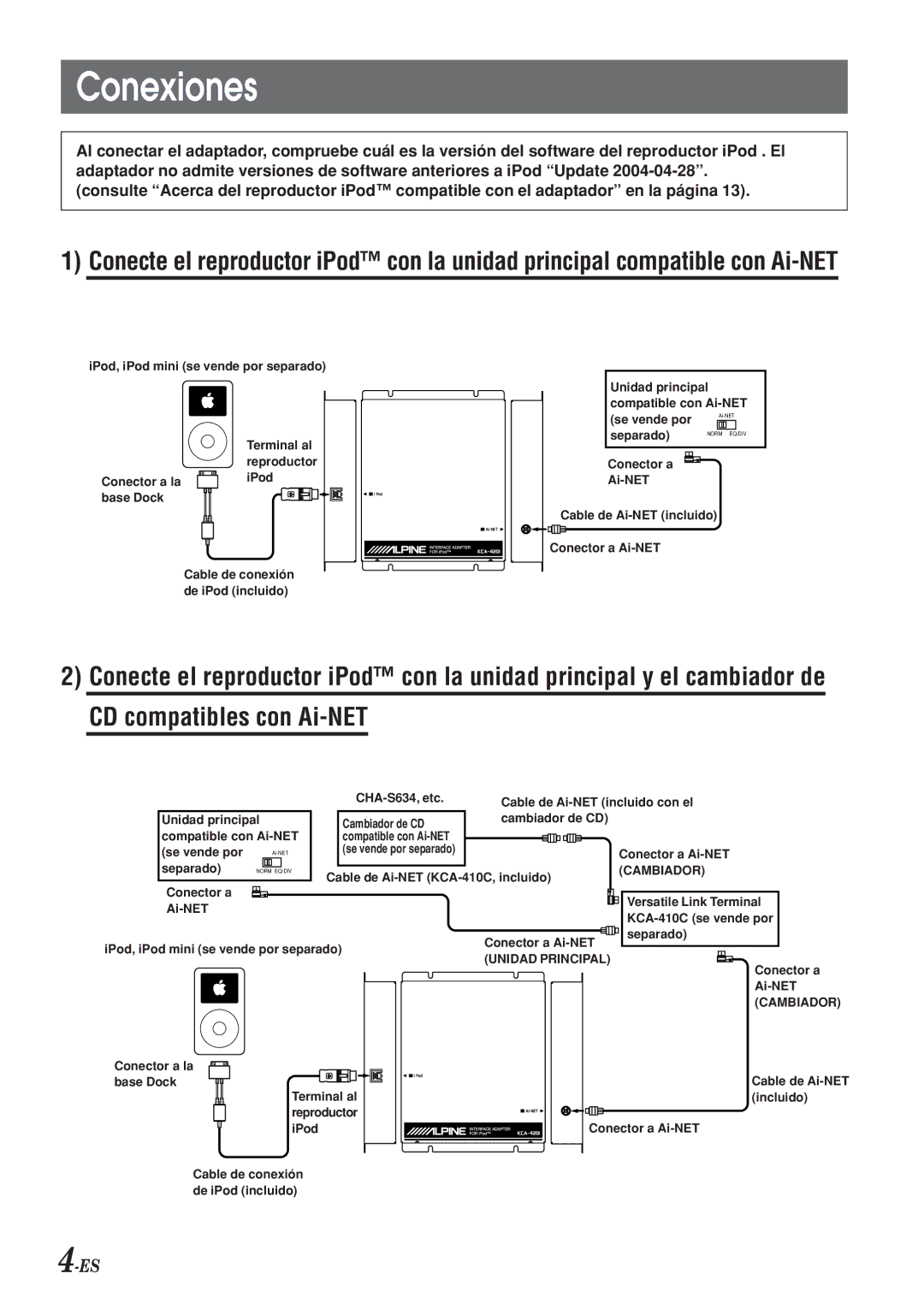 Alpine KCA-420i owner manual Conexiones, Cambiador 