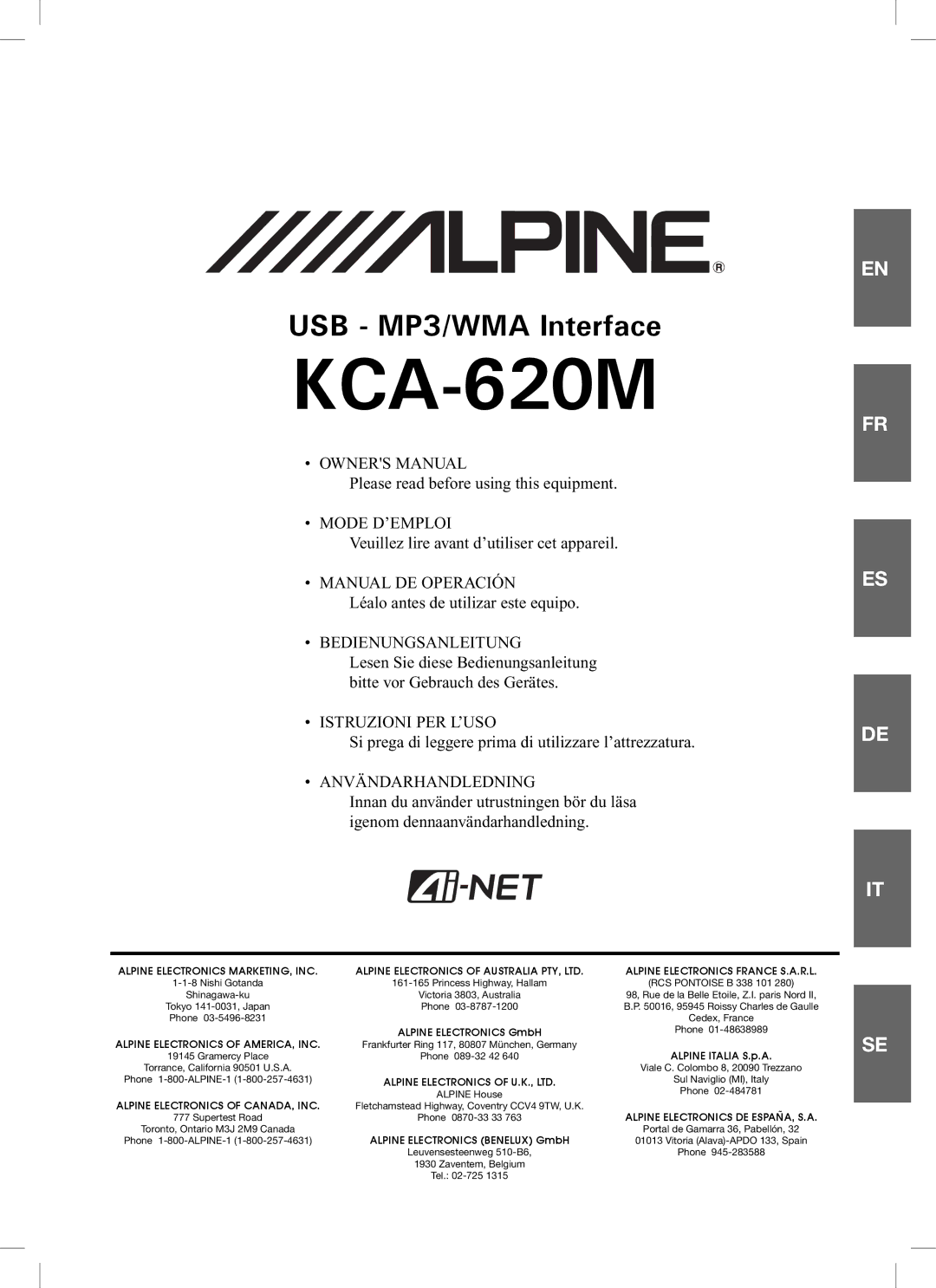 Alpine KCA-620M owner manual 