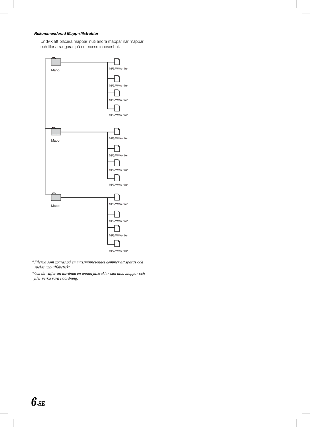 Alpine KCA-620M owner manual Rekommenderad Mapp-/ﬁlstruktur 