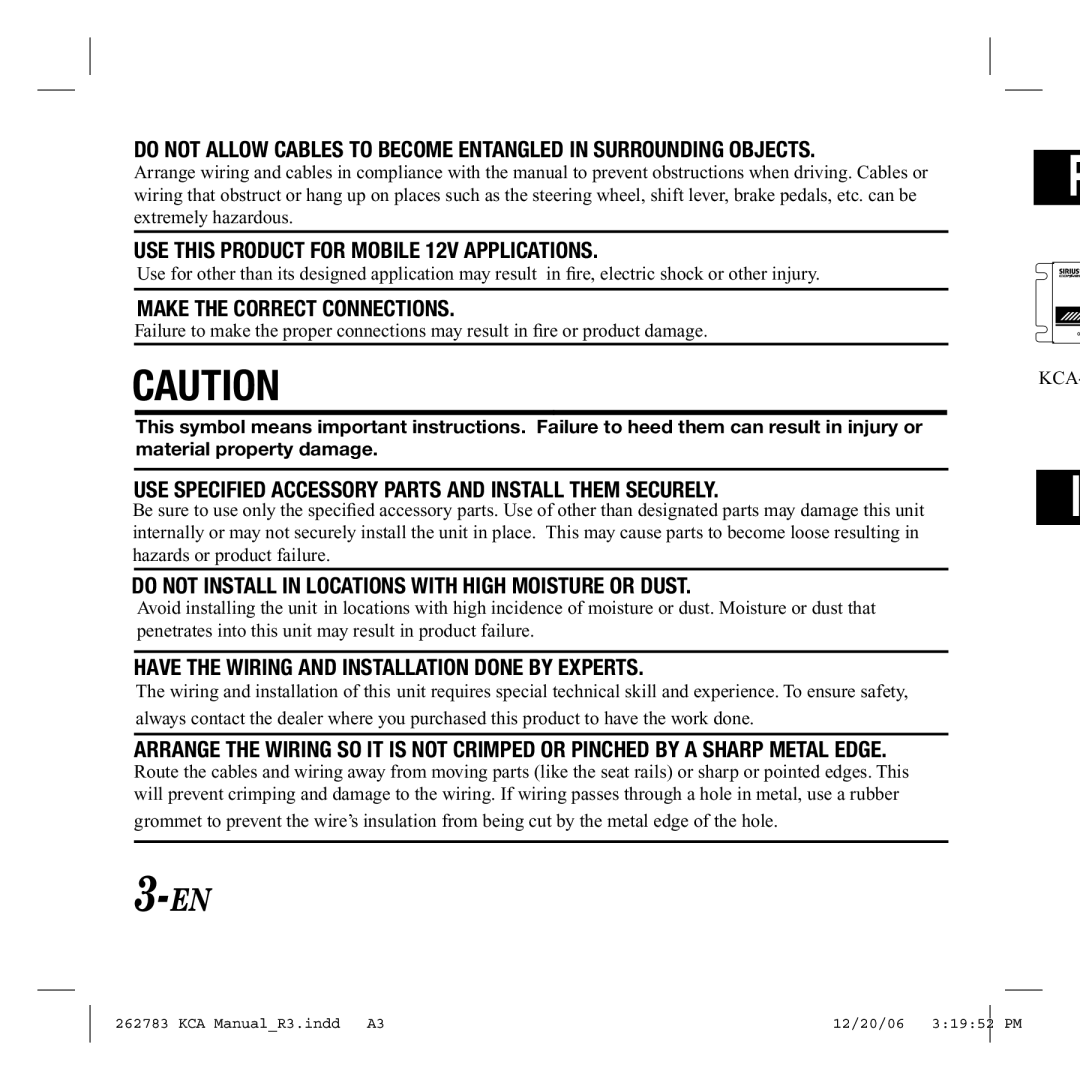 Alpine KCA-SC100 owner manual USE this Product for Mobile 12V Applications, Make the Correct Connections 