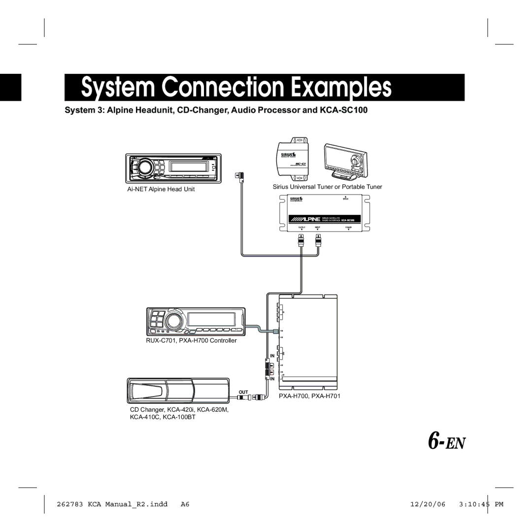 Alpine KCA-SC100 owner manual System Connection Examples 