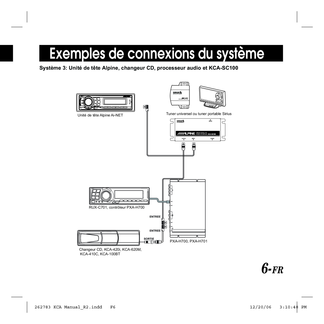 Alpine KCA-SC100 6-FR, Exemples de connexions du système, KCA ManualR2.indd, 12/20/06, 31048, Unité de tête Alpine Ai-NET 