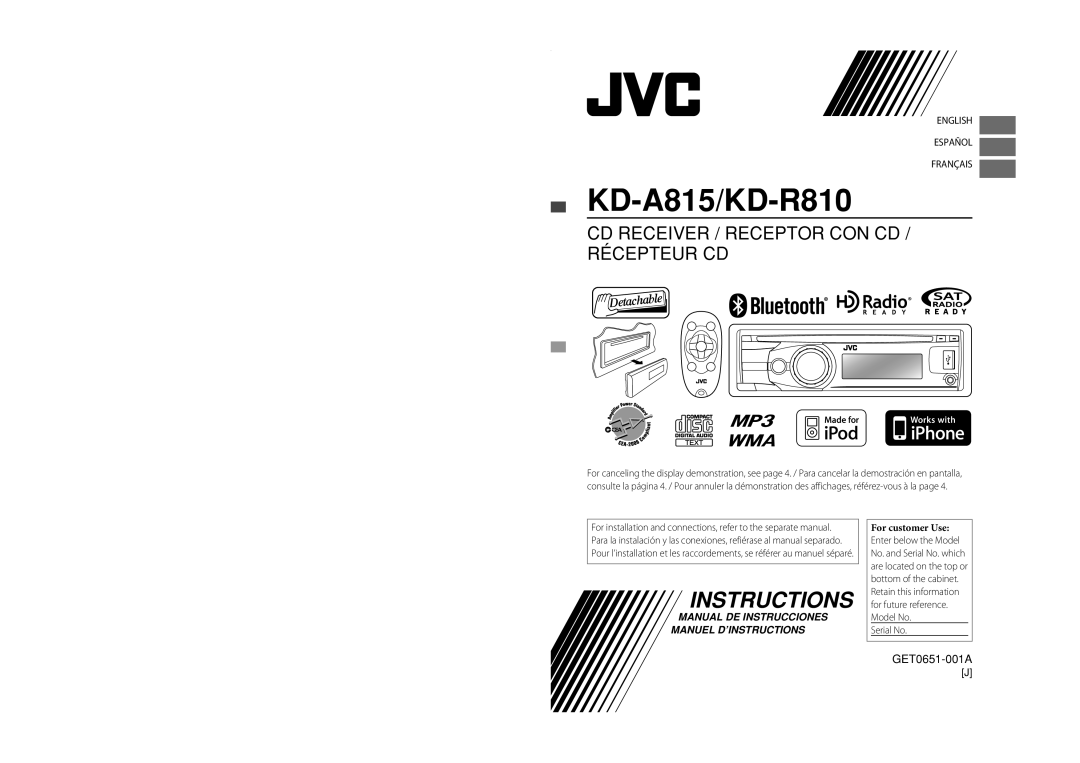 Alpine manual KD-A815/KD-R810 