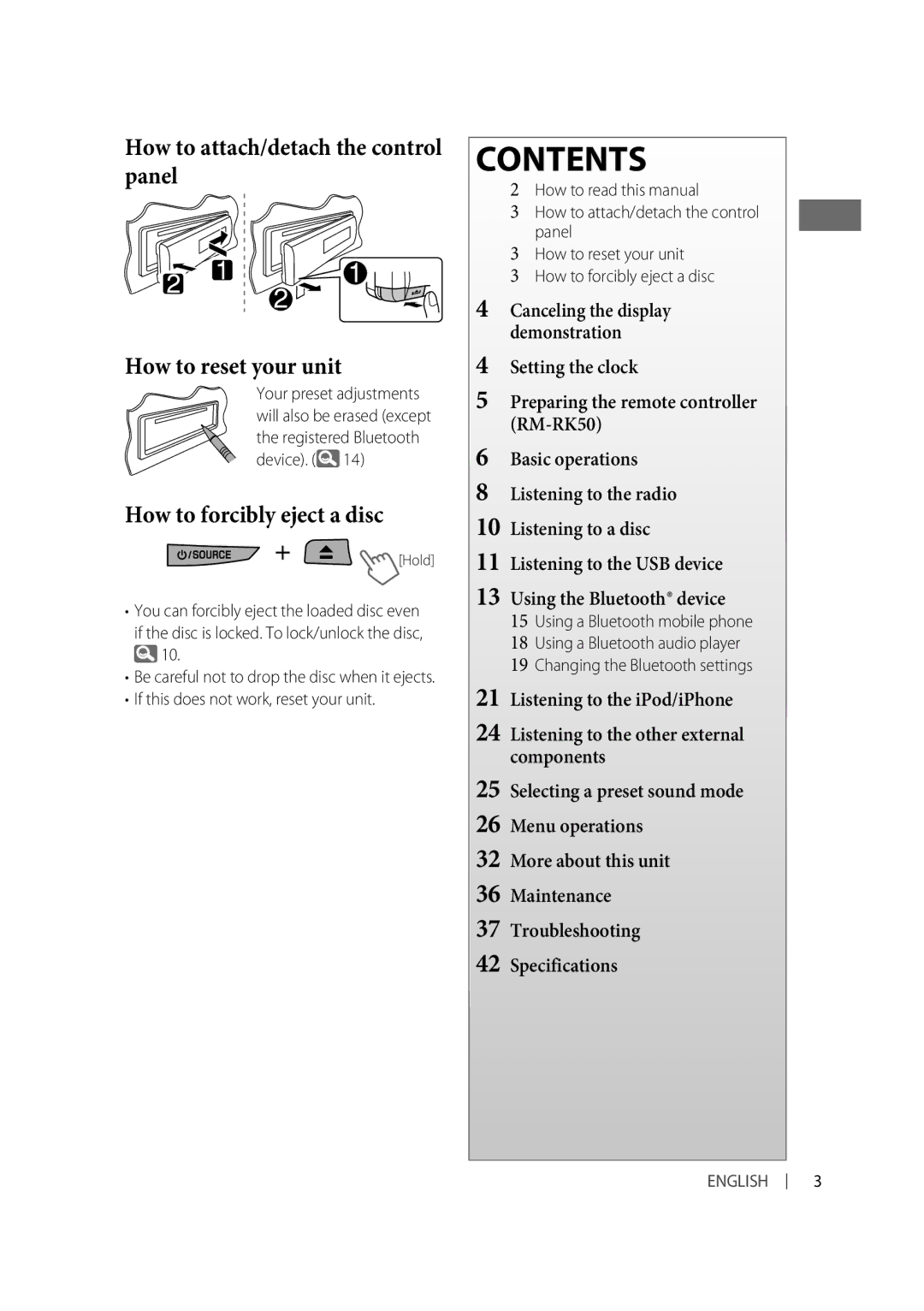 Alpine KD-R810, KD-A815 manual Contents 