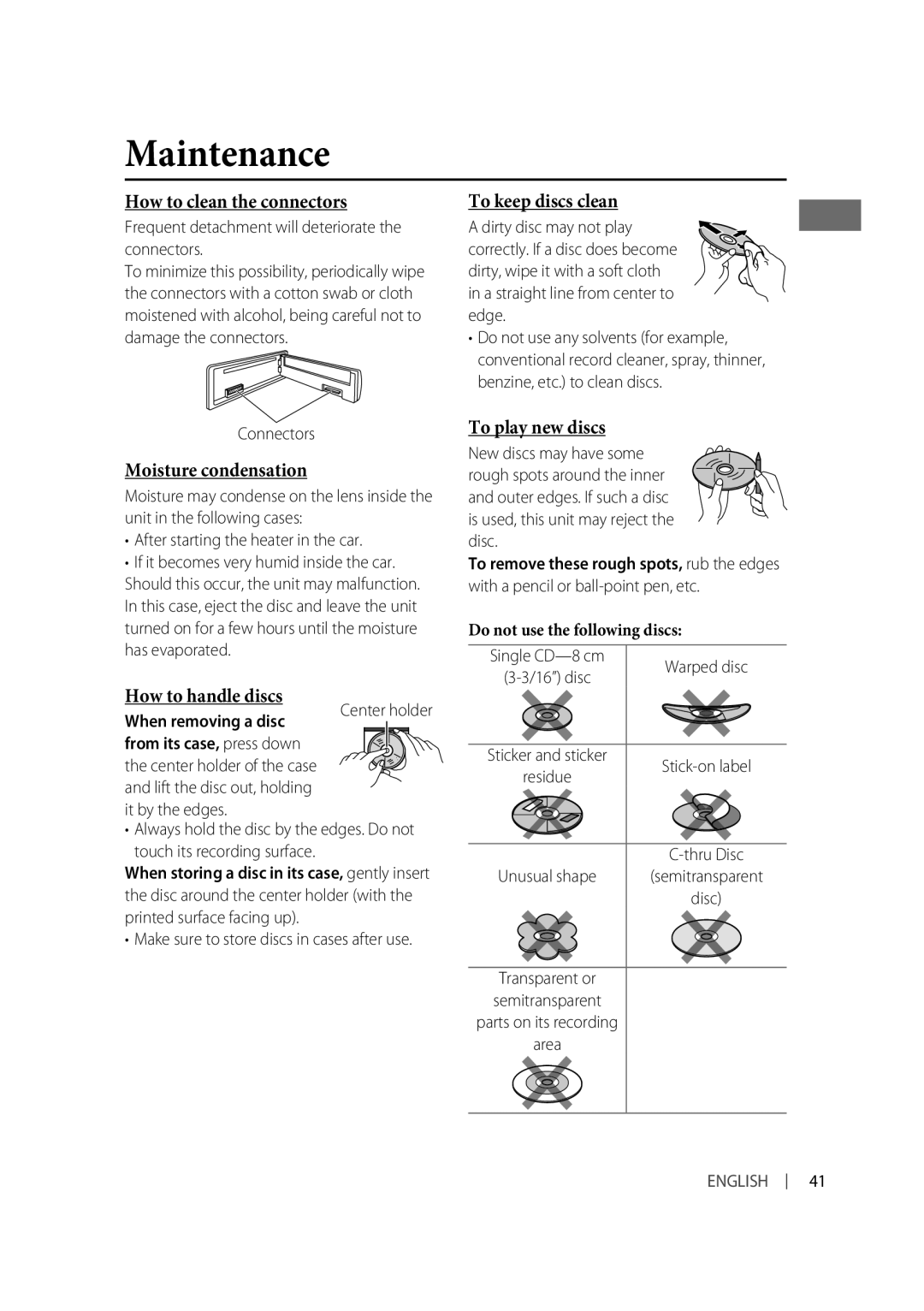 Alpine KD-A815, KD-R810 manual Maintenance 