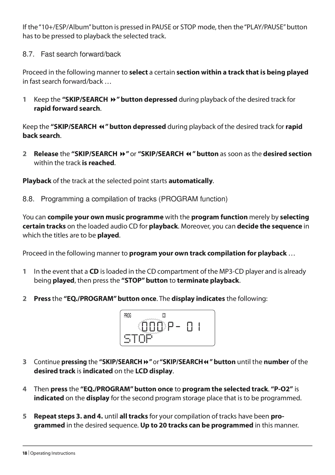 Alpine KH 2279 operating instructions Fast search forward/back 