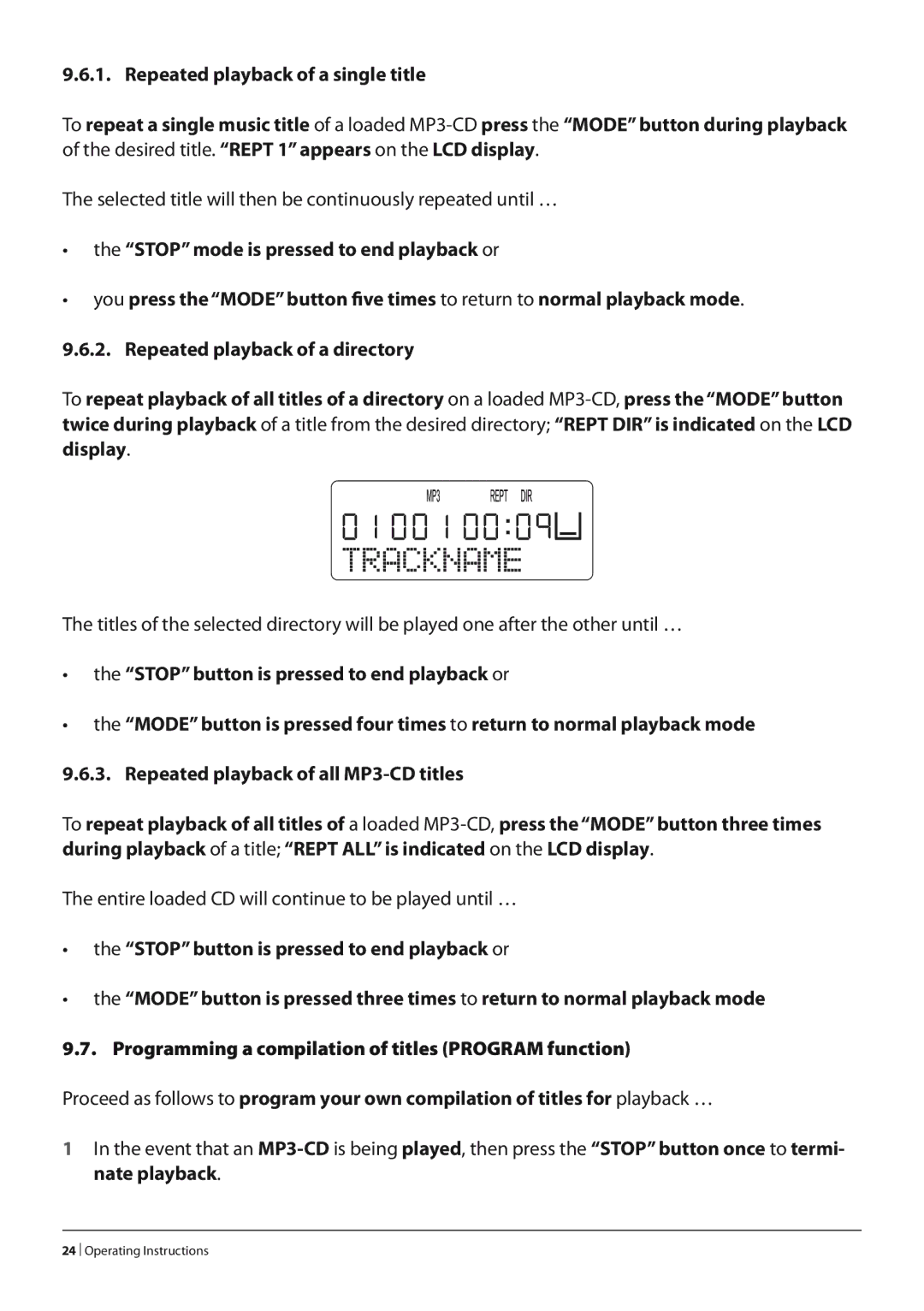 Alpine KH 2279 operating instructions Selected title will then be continuously repeated until … 