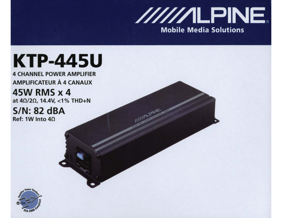 Alpine KTP-445U owner manual 45W 