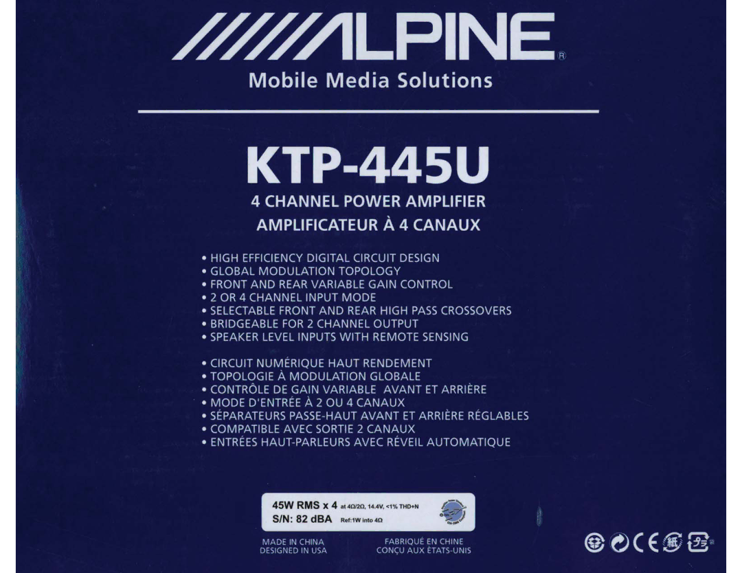 Alpine KTP-445U owner manual 