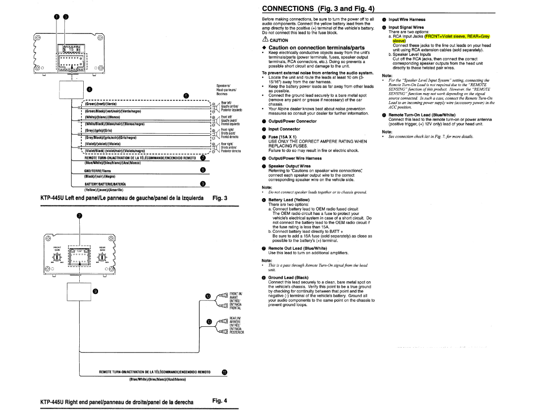 Alpine KTP-445U owner manual ··Gent~rttvrde- ------------------------------,, !~ RearlefV 