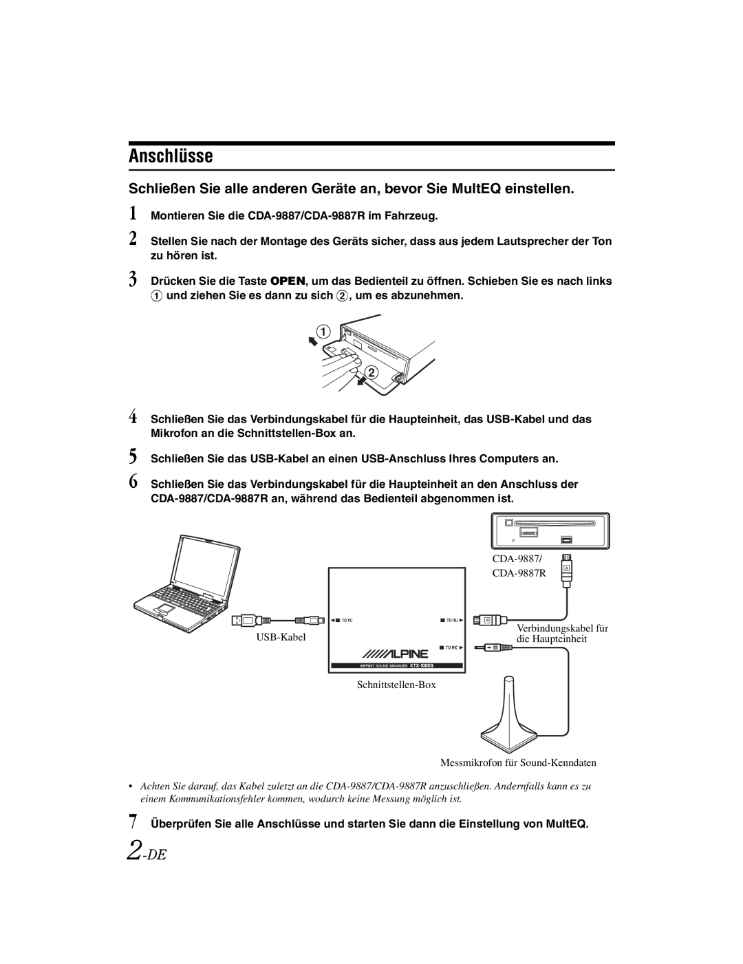 Alpine KTX-100EQ owner manual Anschlüsse 