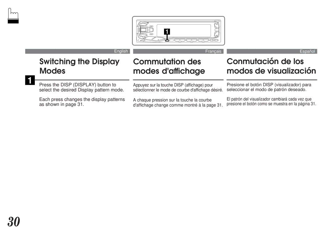 Alpine MDA-7755 Switching the Display Modes, Commutation des modes daffichage, Conmutación de los modos de visualización 