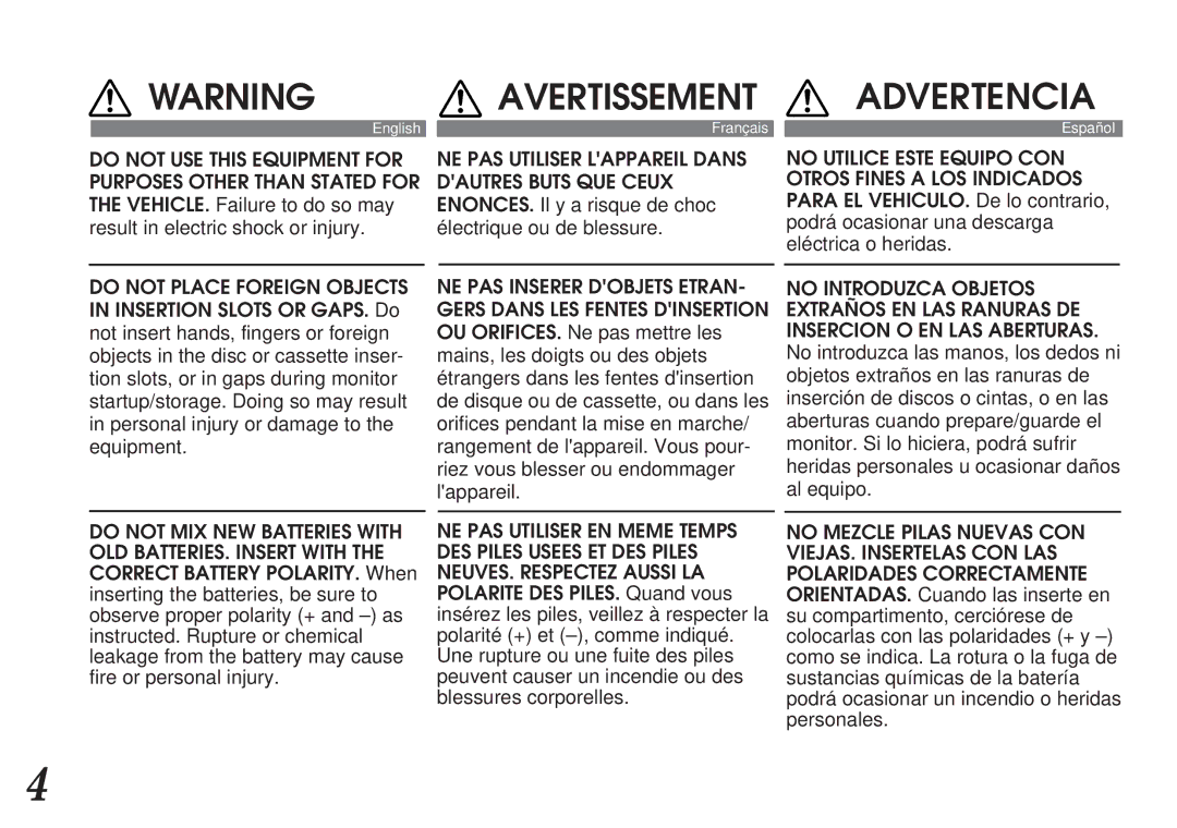 Alpine MDA-7755 owner manual Do not Place Foreign Objects 