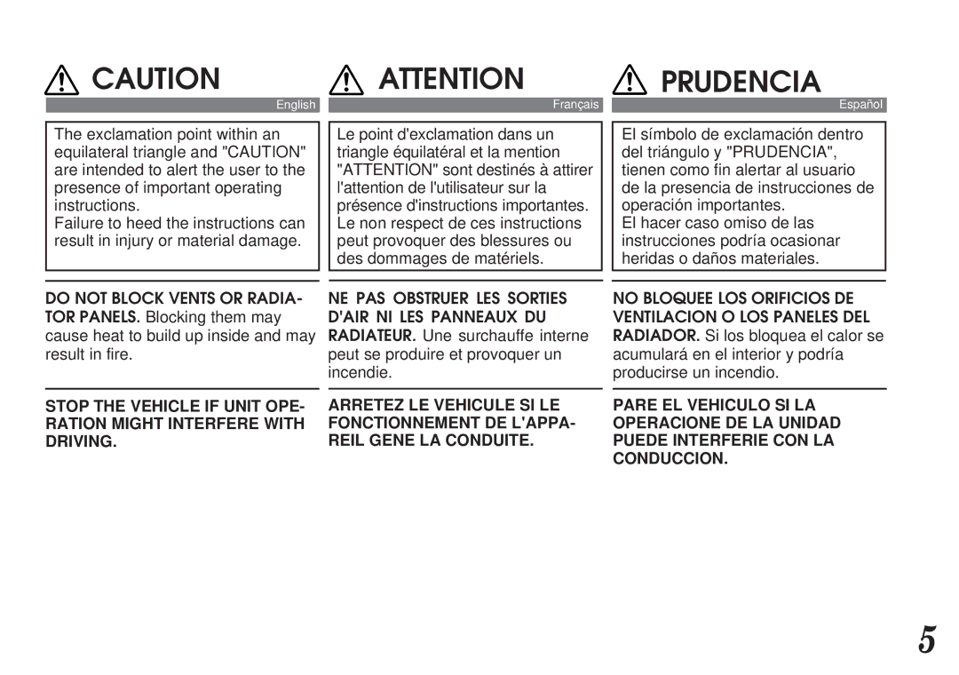 Alpine MDA-7755 owner manual Prudencia 