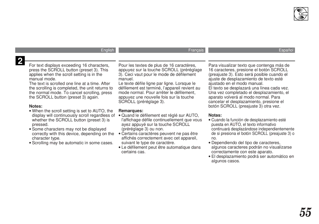 Alpine MDA-7755 owner manual El desplazamiento podrá ser automático en algunos casos 