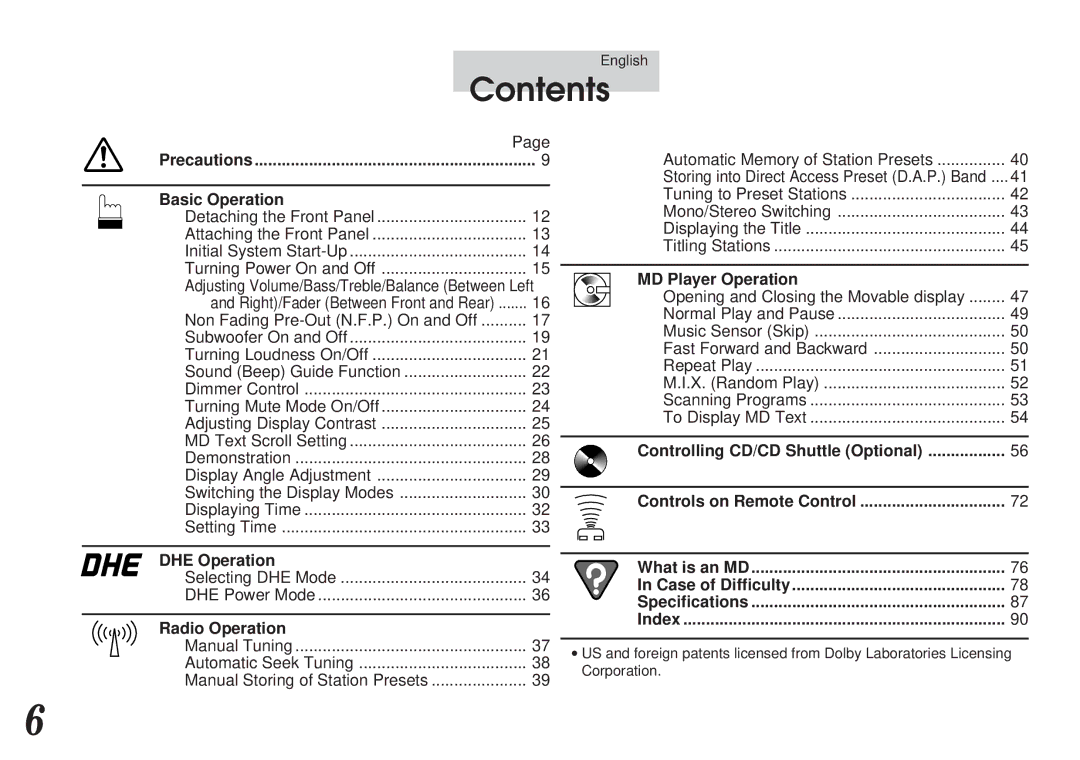 Alpine MDA-7755 owner manual Contents 