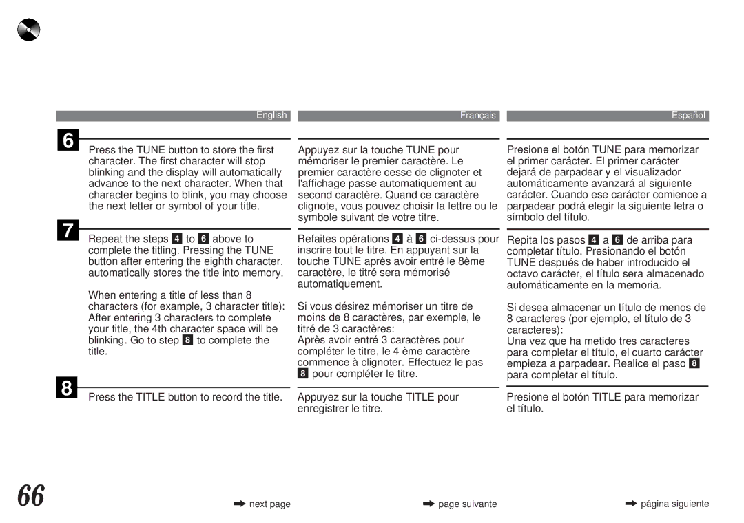 Alpine MDA-7755 owner manual Next Suivante 