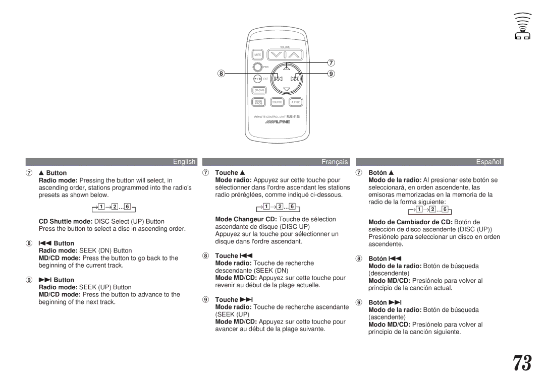 Alpine MDA-7755 owner manual Button 