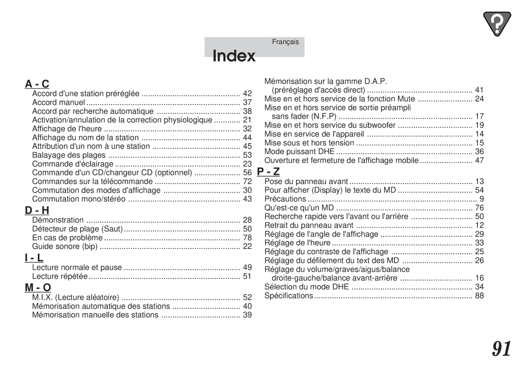 Alpine MDA-7755 owner manual Activation/annulation de la correction physiologique 