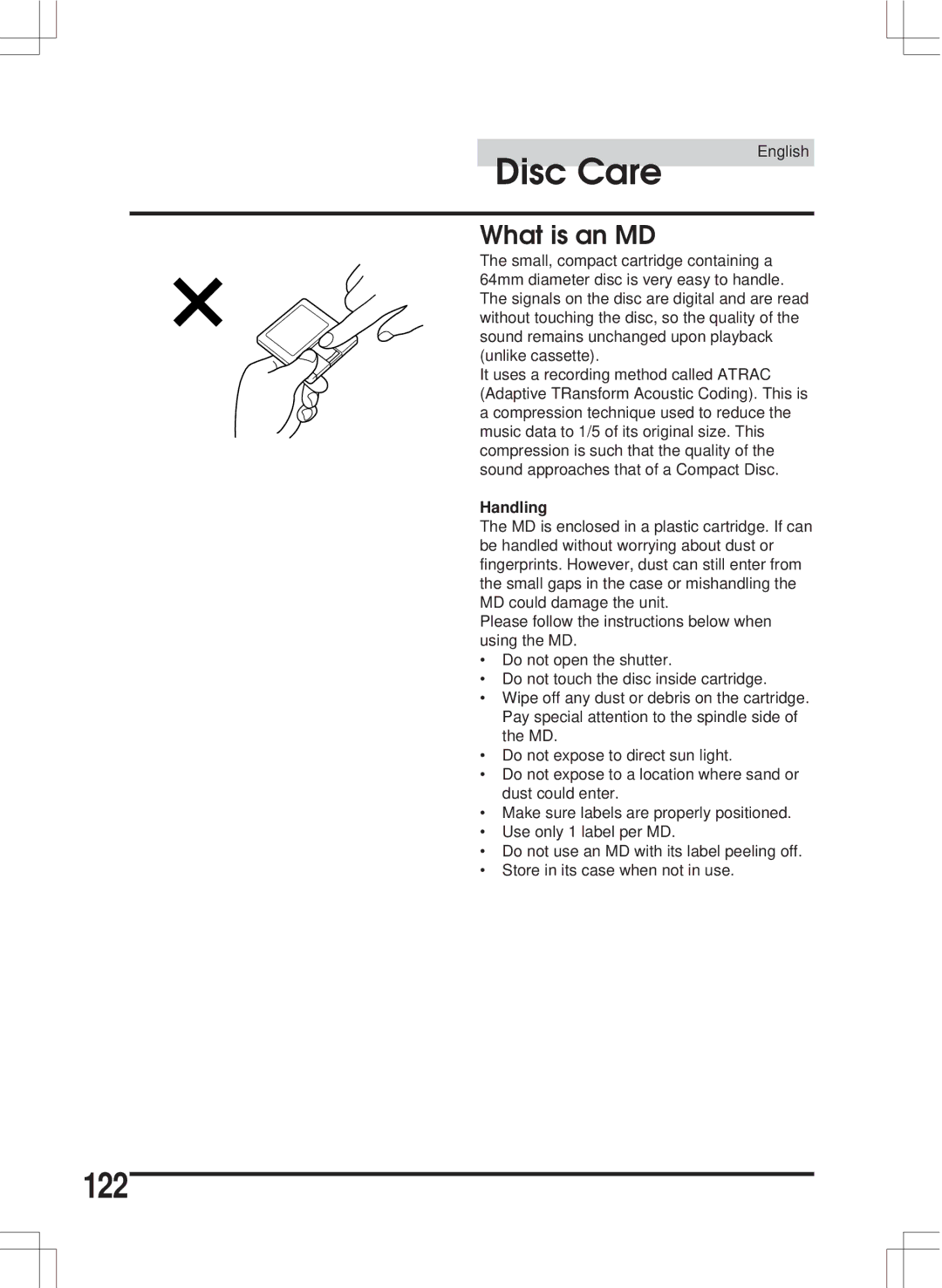 Alpine MDA-W890 owner manual 122, What is an MD, Handling 