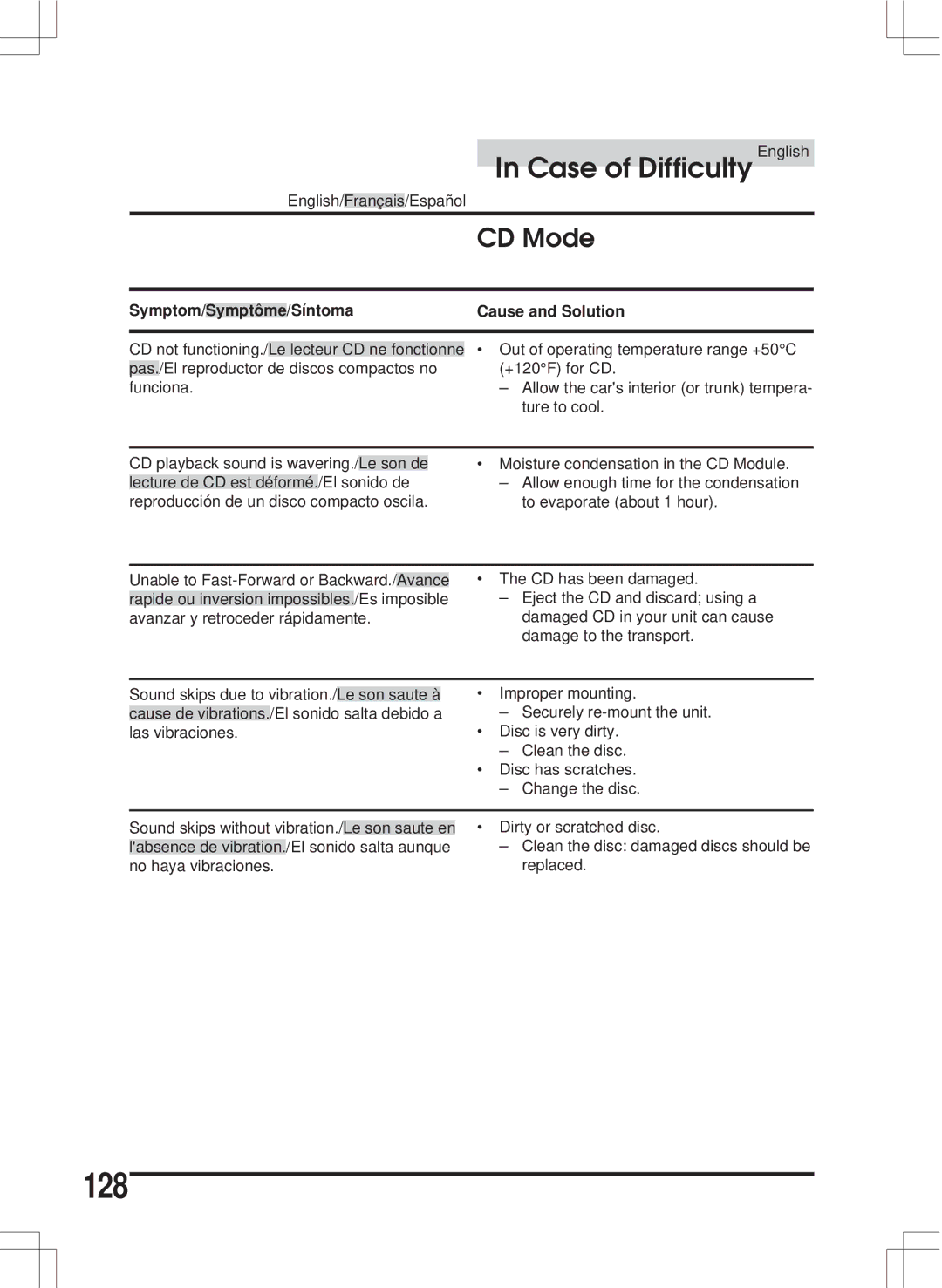 Alpine MDA-W890 owner manual 128, CD Mode 