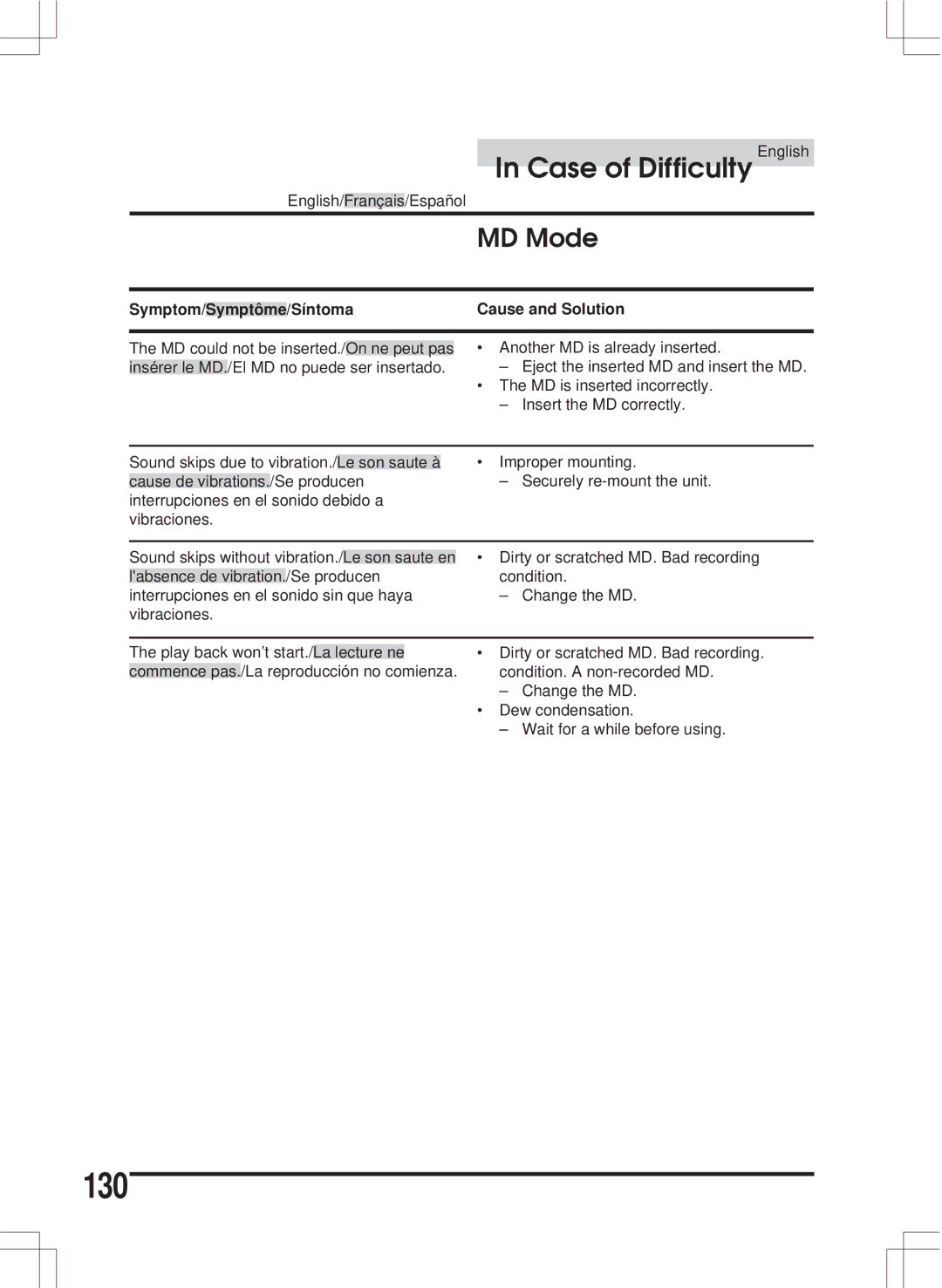 Alpine MDA-W890 owner manual 130, MD Mode 