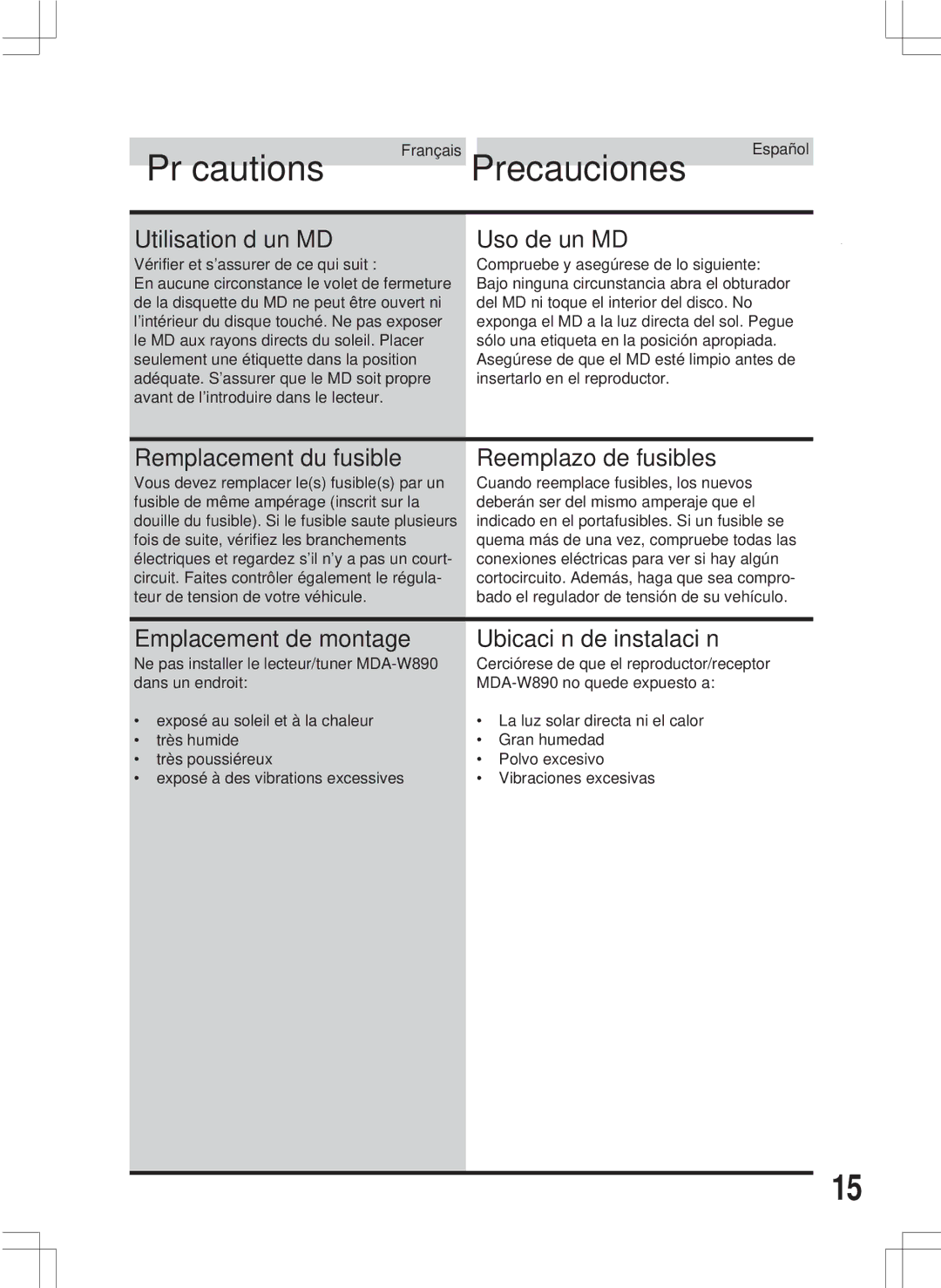 Alpine MDA-W890 owner manual Utilisation d’un MD 