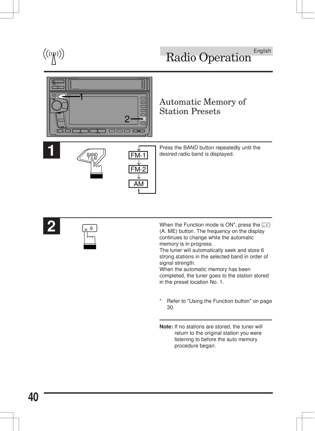 Alpine MDA-W890 owner manual Automatic Memory, Station Presets 