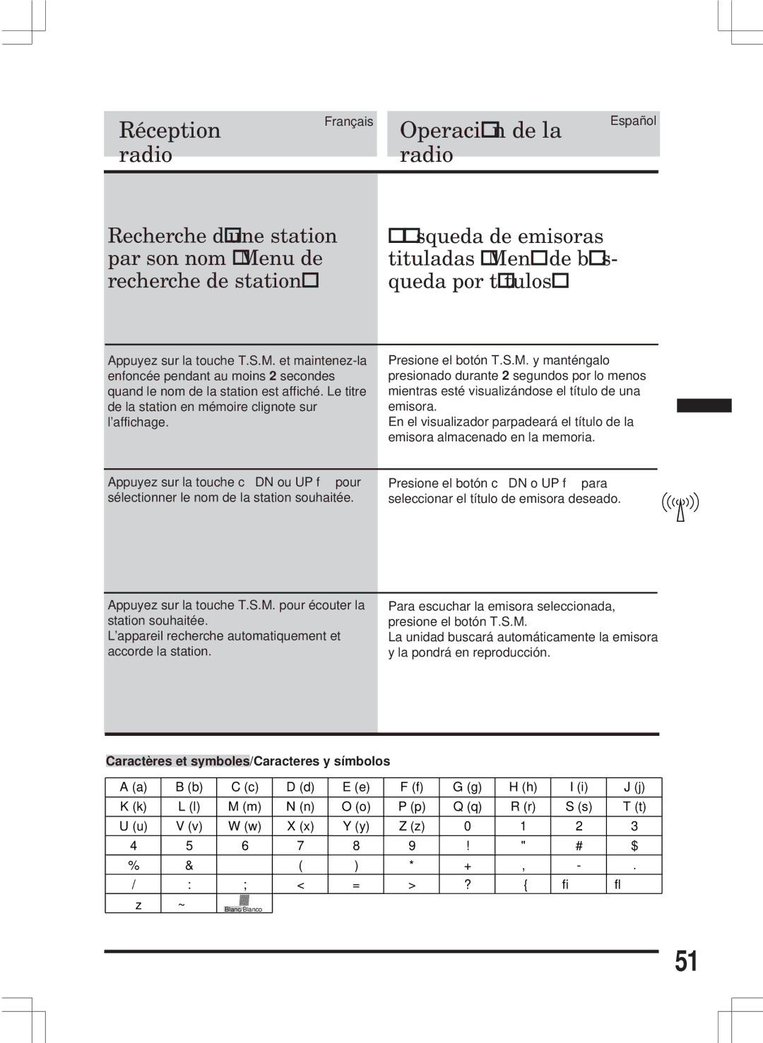 Alpine MDA-W890 owner manual Caractères et symboles/Caracteres y símbolos 