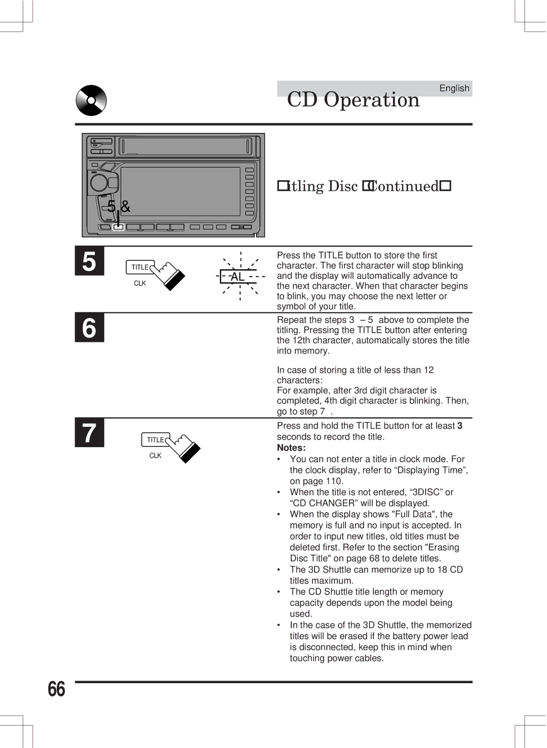 Alpine MDA-W890 owner manual Titling. Pressing the Title button after entering 