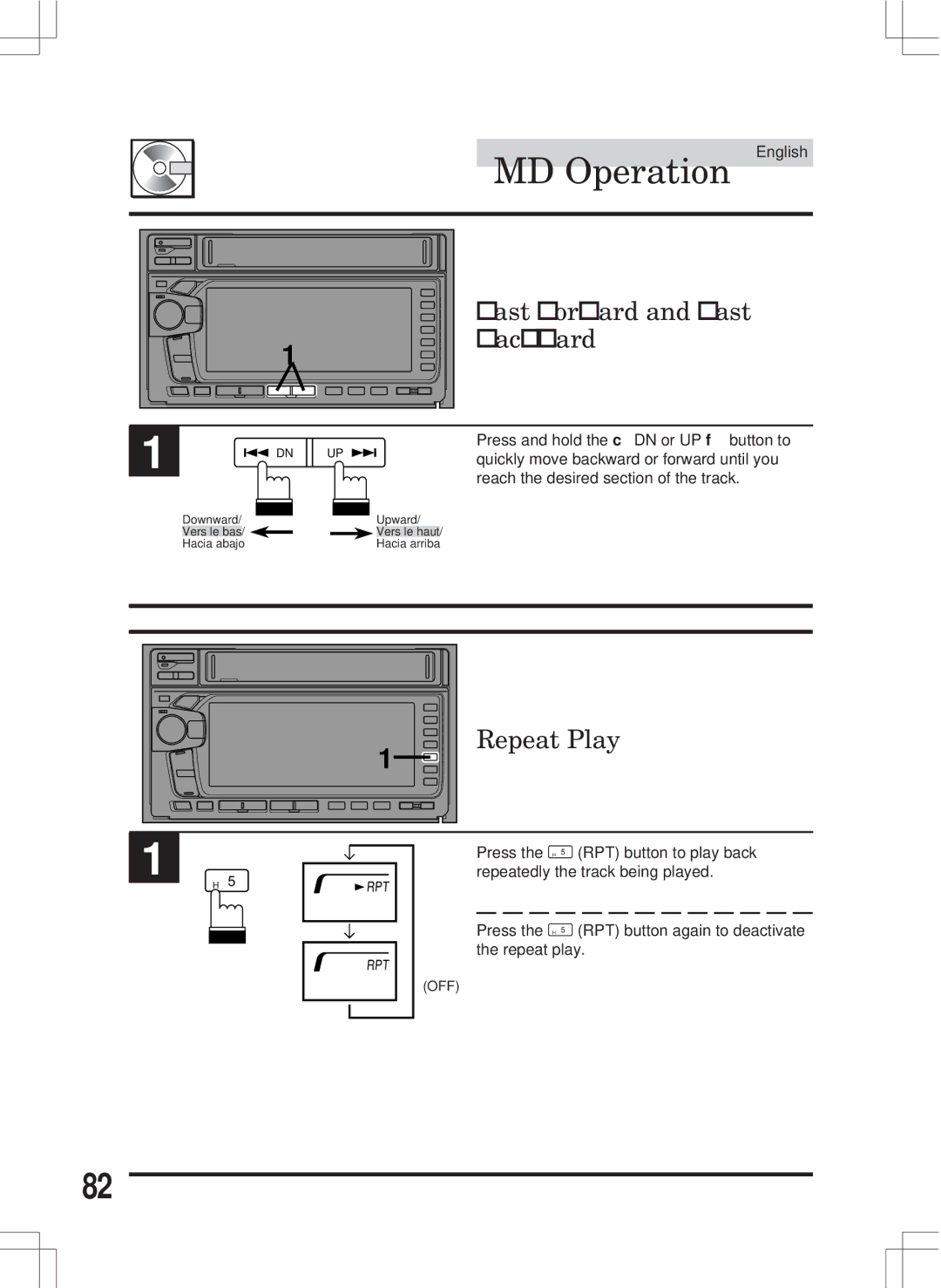 Alpine MDA-W890 owner manual Fast Forward and Fast, Backward 