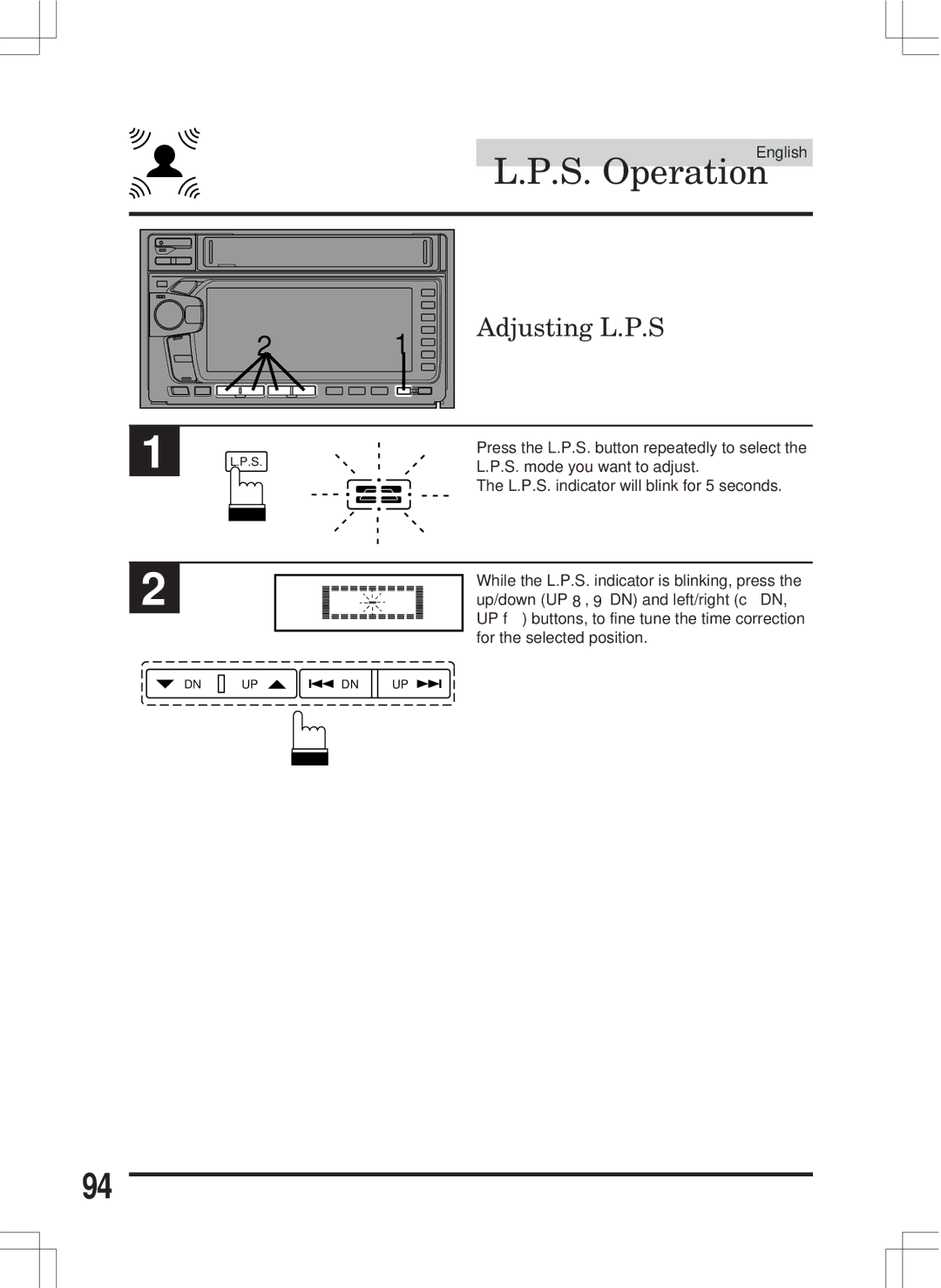 Alpine MDA-W890 owner manual Adjusting L.P.S 