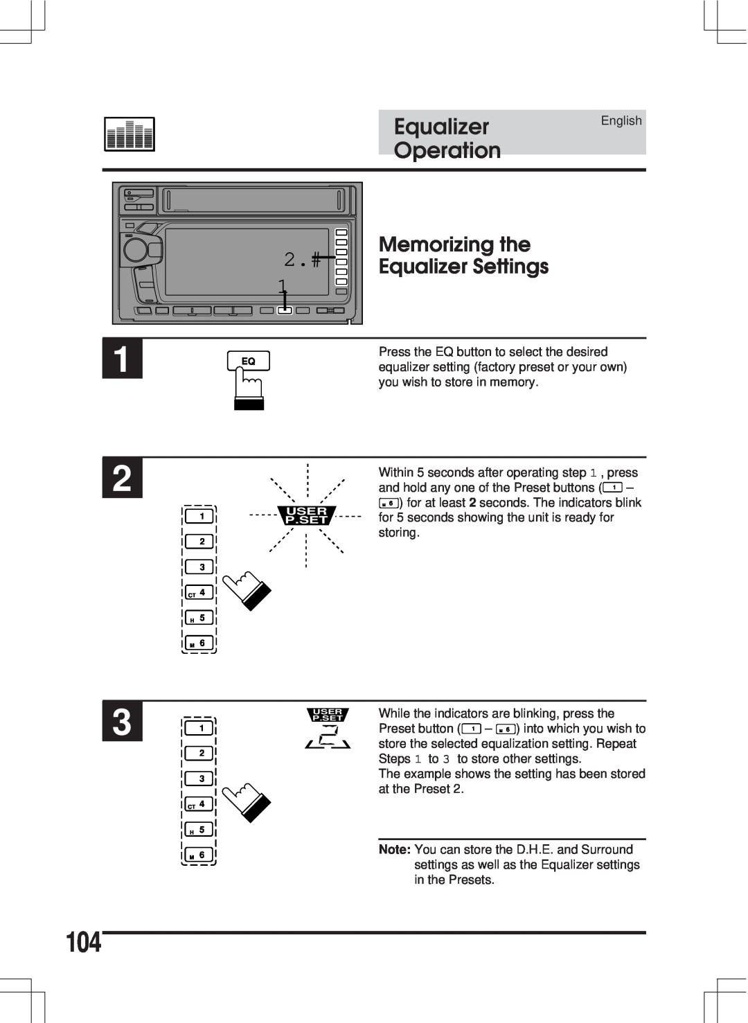 Alpine MDA-W890 owner manual Memorizing the, Equalizer Settings, Equalizer Operation 