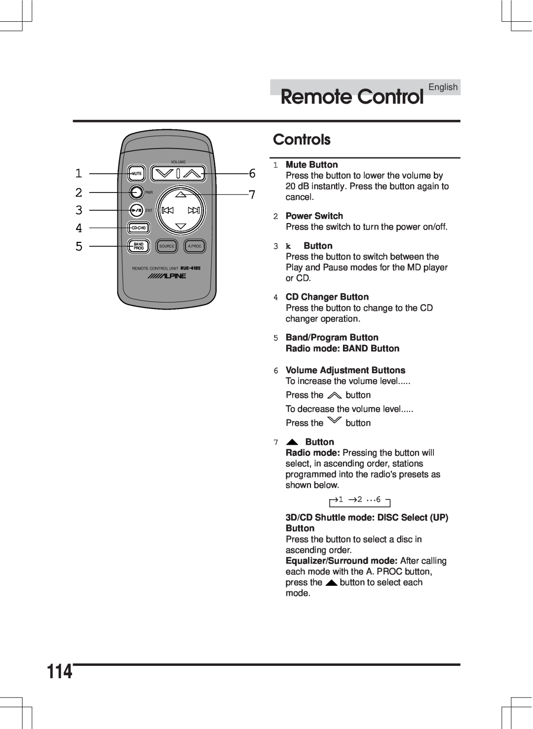 Alpine MDA-W890 owner manual CDRemoteOperationControl English, Controls 