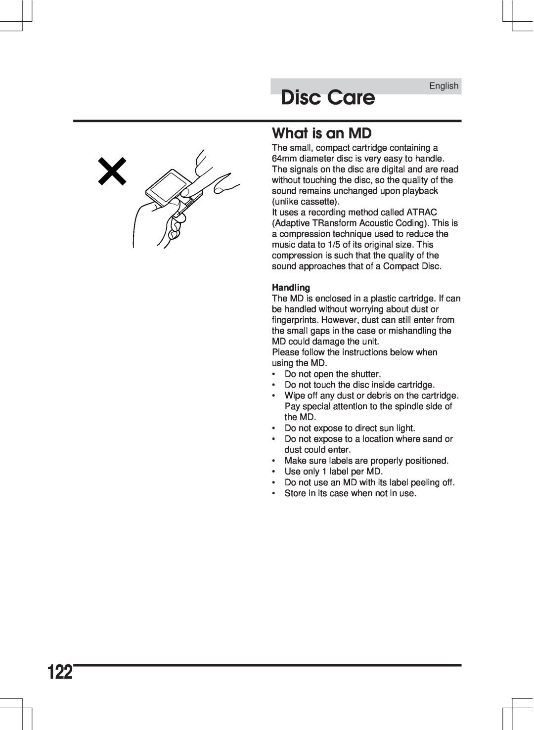 Alpine MDA-W890 owner manual What is an MD, Disc Care, Handling 