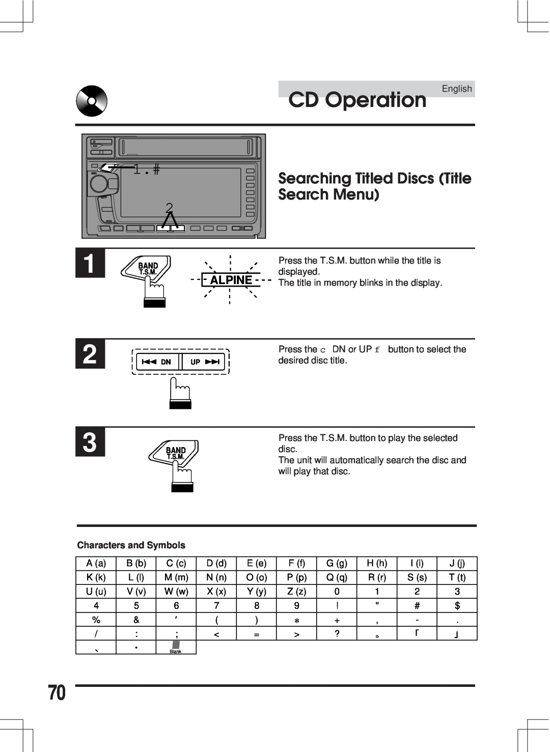 Alpine MDA-W890 owner manual Searching Titled Discs Title, Search Menu, CD Operation, Alpine 