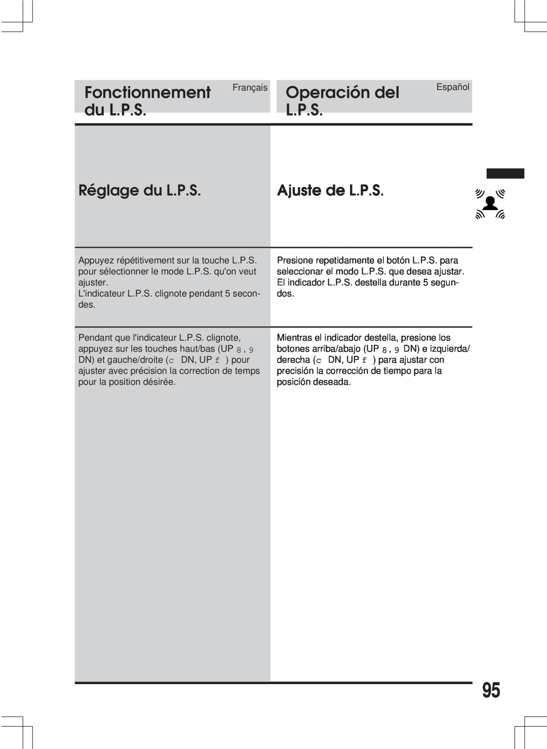 Alpine MDA-W890 Réglage du L.P.S, Ajuste de L.P.S, Fonctionnement, Operacióndeldel, dégaliseurL.P.S, Lecualizador.P.S 