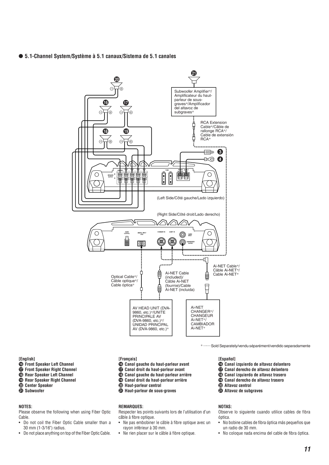 Alpine MRA-F350 owner manual English, Subwoofer, Haut-parleur de sous-graves, Altavoz de subgraves 