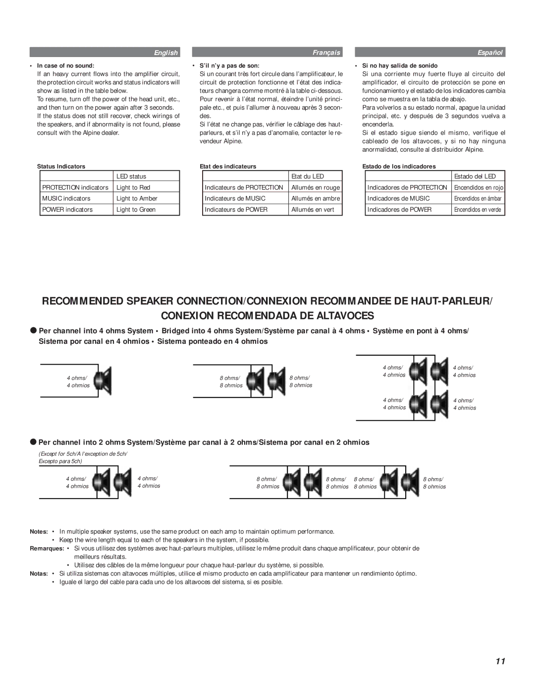 Alpine MRD-F752 owner manual Conexion Recomendada DE Altavoces 